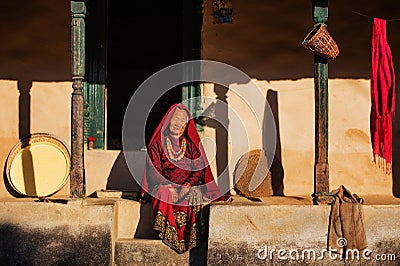 Elderly woman, Nepal Editorial Stock Photo