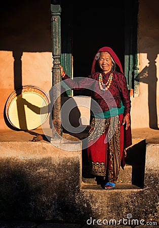 Elderly woman, Nepal Editorial Stock Photo