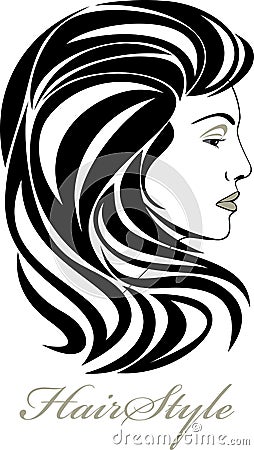 Portrait of elegant woman. Hairstyle icon Vector Illustration