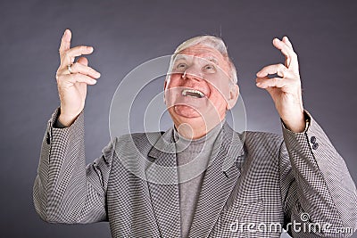 Portrait emotional elderly men Stock Photo