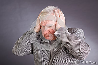 Portrait emotional elderly men Stock Photo