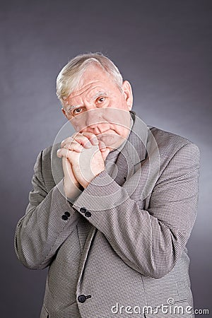 Portrait emotional elderly men Stock Photo