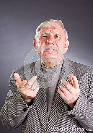 Portrait emotional elderly men Stock Photo