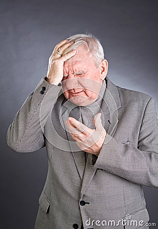 Portrait emotional elderly men Stock Photo