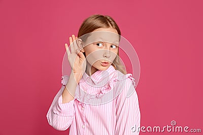 Portrait of emotional preteen girl on background Stock Photo