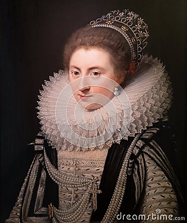 Portrait of Ernestine Yolande, painting by Jan van Ravesteyn Stock Photo