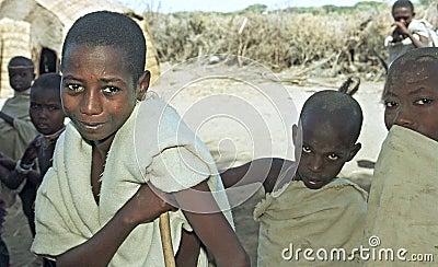 Portrait Ethiopian Afar children in traditional costume Editorial Stock Photo