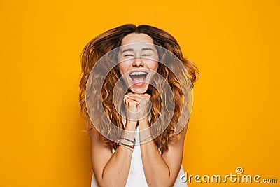 Portrait of an excited young girl screaming Stock Photo