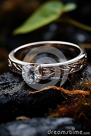 portrait extreme Closeup wedding ring Stock Photo