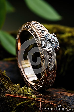 portrait extreme Closeup wedding ring Stock Photo