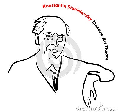 Portrait of a famous Russian teacher, director, actor, writer, founder of the Moscow Art Theater Stanislavsky Vector Illustration