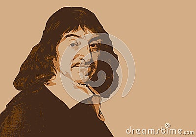 Portrait of the famous writer and philosopher, RenÃ© Descartes. Editorial Stock Photo