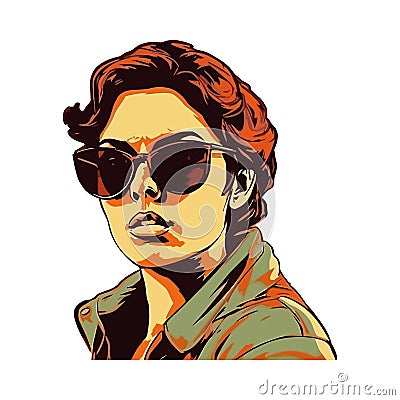 Portrait Fashionable woman in sunglasses Vector Illustration