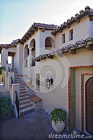 Portrait of FaÃ§ade of luxury villa Stock Photo