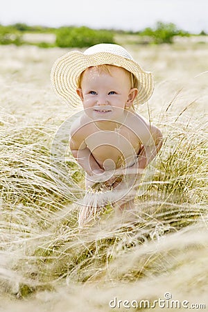 Portrait in feather-grass Stock Photo