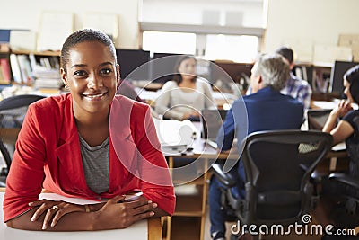 Portrait Of Female Architect With Meeting In Background Stock Photo