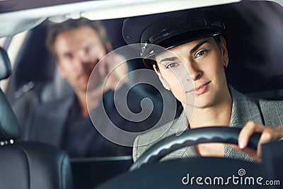 Portrait of female chauffeur Stock Photo
