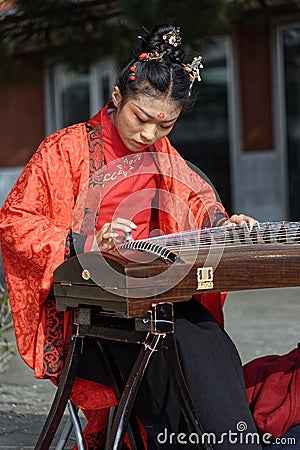 Portrait of a female Chinese musician Editorial Stock Photo