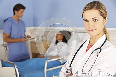 Portrait female doctor working in hospital Stock Photo