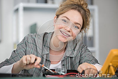 portrait female electronics engineer Stock Photo