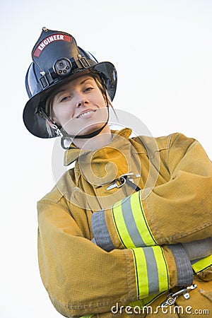 Portrait of a female firefighter Stock Photo