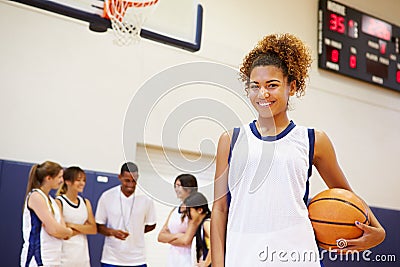 Portrait Of Female High School Basketball Player Stock Photo