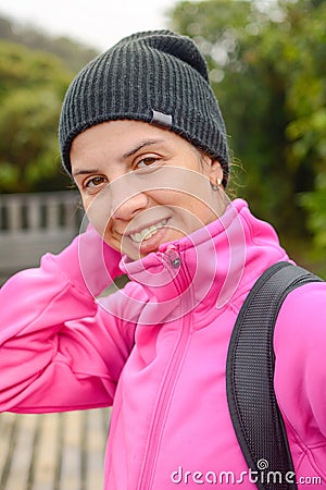 Portrait of a female mountaineer Stock Photo