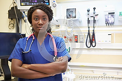 Portrait Of Female Nurse In Emergency Room Stock Photo