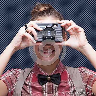 Portrait of female photographer Stock Photo