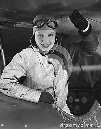 Portrait of female pilot Stock Photo