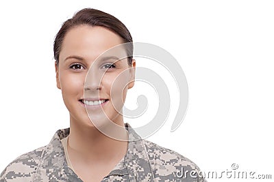 Portrait of a female soldier Stock Photo
