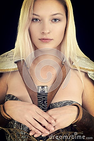 Portrait female warrior Stock Photo