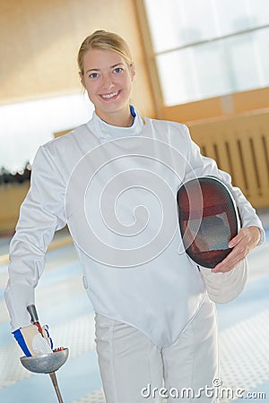 portrait fencing woman Stock Photo