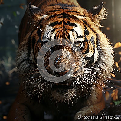 A tiger dissolving into swirling sand Stock Photo