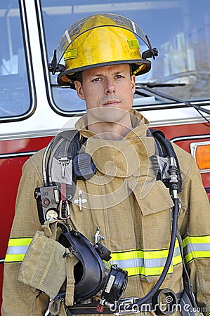 Portrait of a fireman Stock Photo
