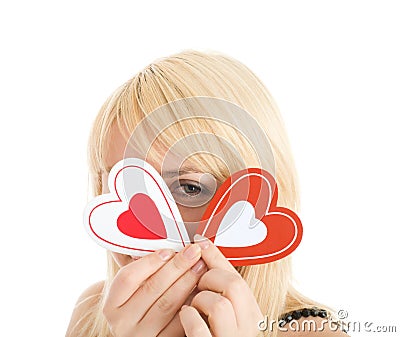 Portrait of flirting woman closed your face Stock Photo