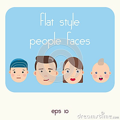 Portrait of four member happy stylish family posing together. Vector Illustration