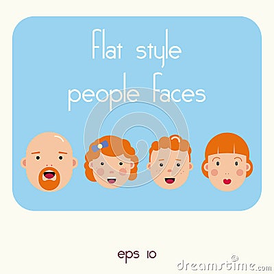Portrait of four member happy stylish family posing together. Vector Illustration