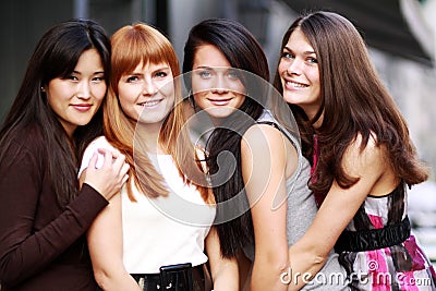 Portrait of four urban women Stock Photo