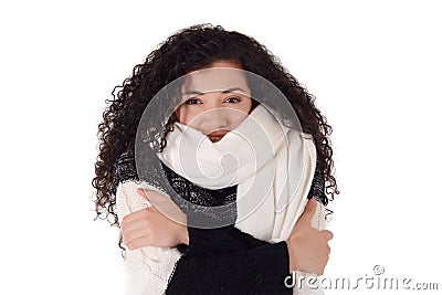 Portrait of a freezing woman in winter Stock Photo