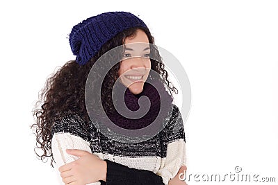 Portrait of a freezing woman in winter Stock Photo