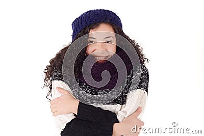 Portrait of a freezing woman in winter Stock Photo