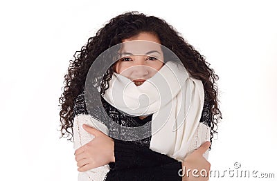 Portrait of a freezing woman in winter Stock Photo