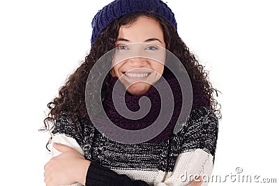 Portrait of a freezing woman in winter Stock Photo