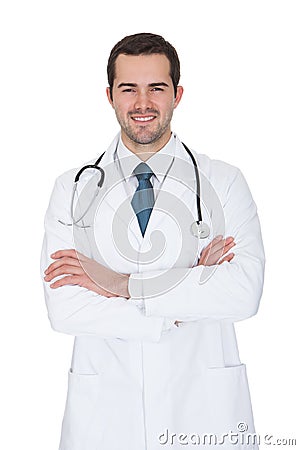 Portrait Of Friendly Male Doctor Stock Photo