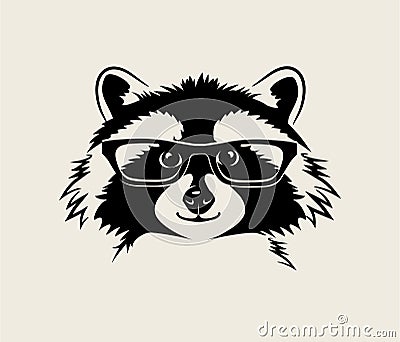 Portrait of a friendly raccoon wearing glasses Vector Illustration