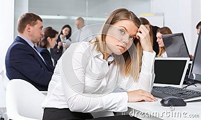 Portrait of frustrated adult business woman Stock Photo