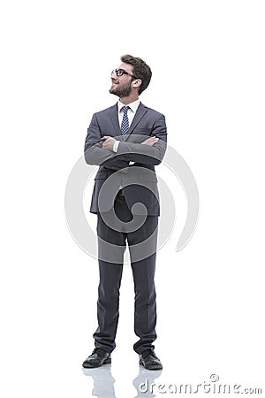 Portrait in full growth of a serious confident businessman Stock Photo