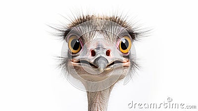 Portrait of a funny and cute Male ostrich upside down, head down. generative ai Stock Photo