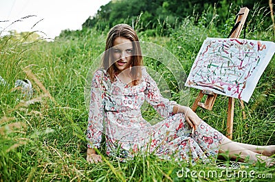 Portrait of an attractive young woman painter Stock Photo